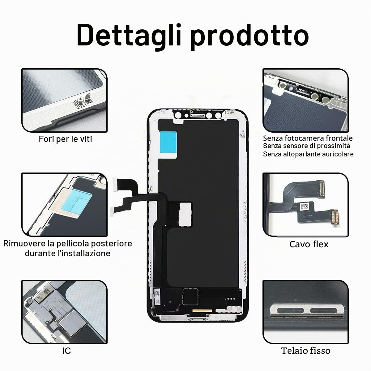 Display OLED per iPhone X Schermo, 5.8" (Modello A1865 A1901 A1902) Full-HD 3D Touch Sostituzione Vetro Digitalizzatore Parti di Ricambio con Kit di Riparazione