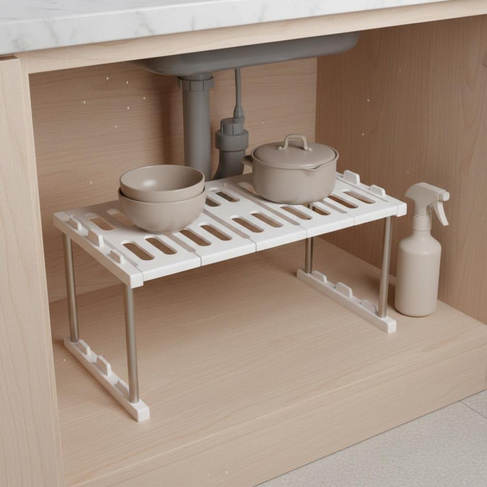 Scaffale da Cucina Ripiegabile Scaffale da Armadio Ripiano Sovrapponibile in Acciaio Inox 304 Antiruggine Pieghevole Adatto per Lavello Cucina Domestica Freezer, 75x30x26cm, Impilabile