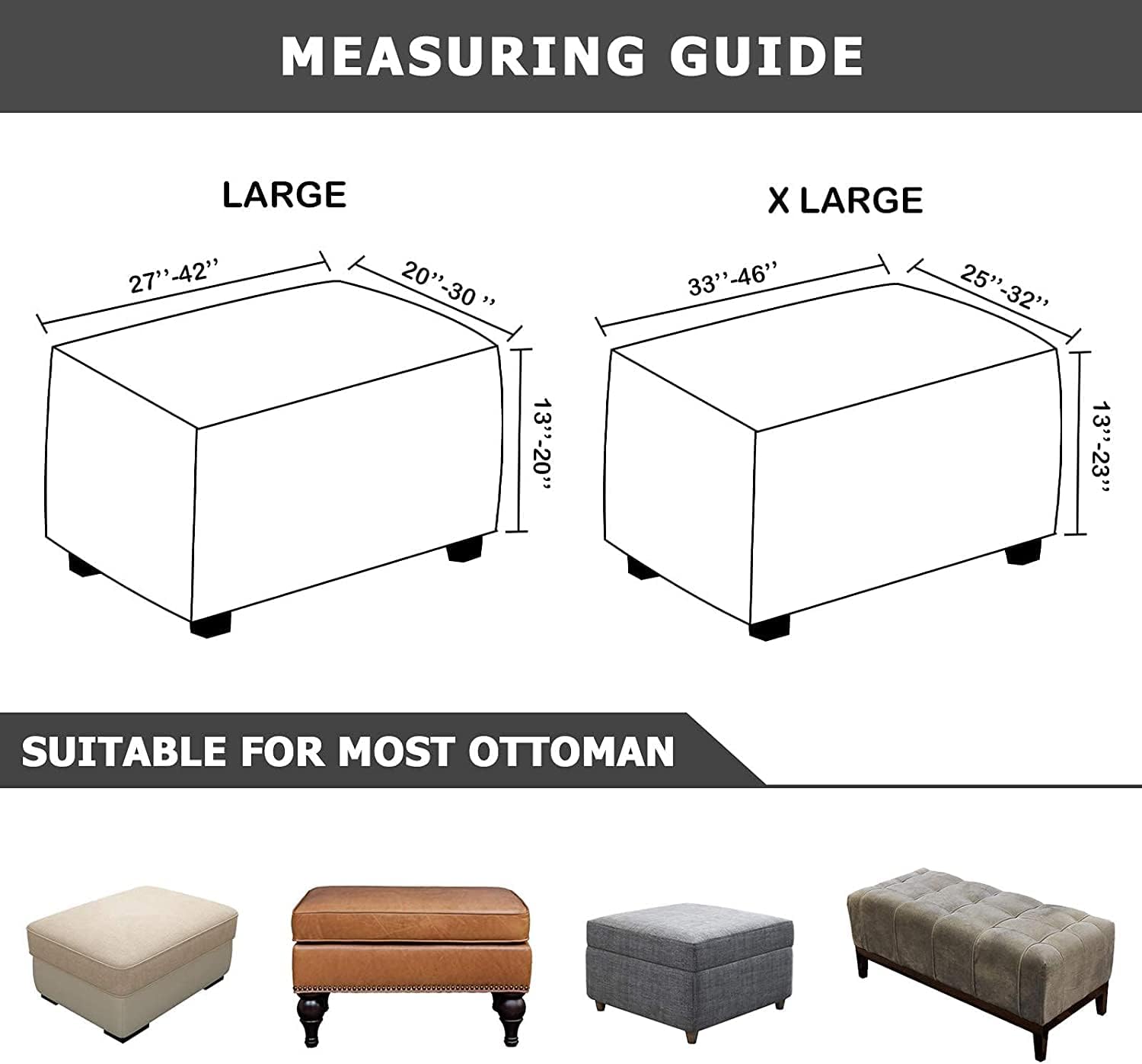 Konsilsa Velvet Ottoman Covers,Removable Footstool Protector Ottoman Slipcover Rectangle Folding Storage Furniture Protector with Elastic Bottom (Color : E, Size : X-Large)