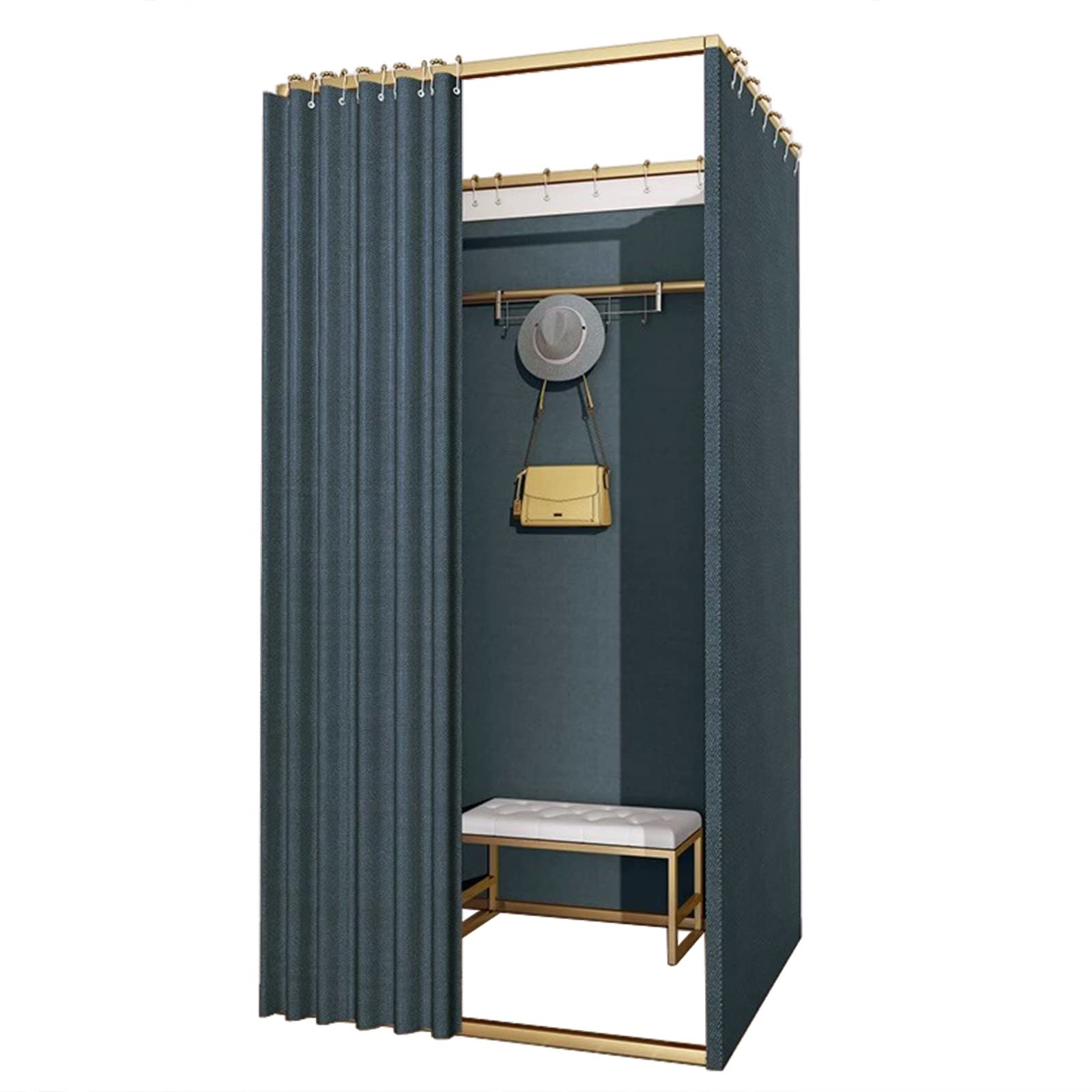 Fitting Room Clothing Store Privacy Screen Portable Fitting Room, Dressing Room with Shading Curtain, Temporary Privacy Cabana, Changing Room for Clothing Store/Boutiques/Office (Color : Blue, Size - 100x100x200cm - Blue