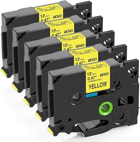 MarkDomain Cinta de repuesto para Brother TZe TZ Cinta negra sobre amarillo TZe-631 TZe631 TZe631 de 0.472 in 0.47 pulgadas laminada P Touch para disponible en Yaxa Venezuela