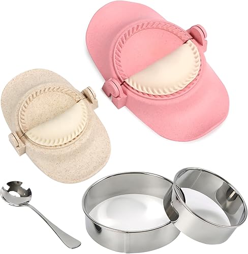 KAYCROWN Empanada Maker - Prensa para hacer albóndigas (L4 pulgadas + M3 pulgadas), molde de bola de masa con cortador de masa y cuchara de relleno,