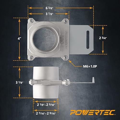 Miniatura 3 de POWERTEC 70325-P2 Puerta de aluminio de 2-12 pulgadas, con antiobstrucción y sello de fugas de aire para recolección de polvo, paquete de 2