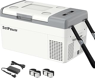 Setpower Electric Coolers for Vehicles AC/DC 12V Refrigerator, 20L/21QT Car Refrigerator Portable Freezer, Car Fridge Plug In Cooler for Truck RV SUV Van Travel Camping, White