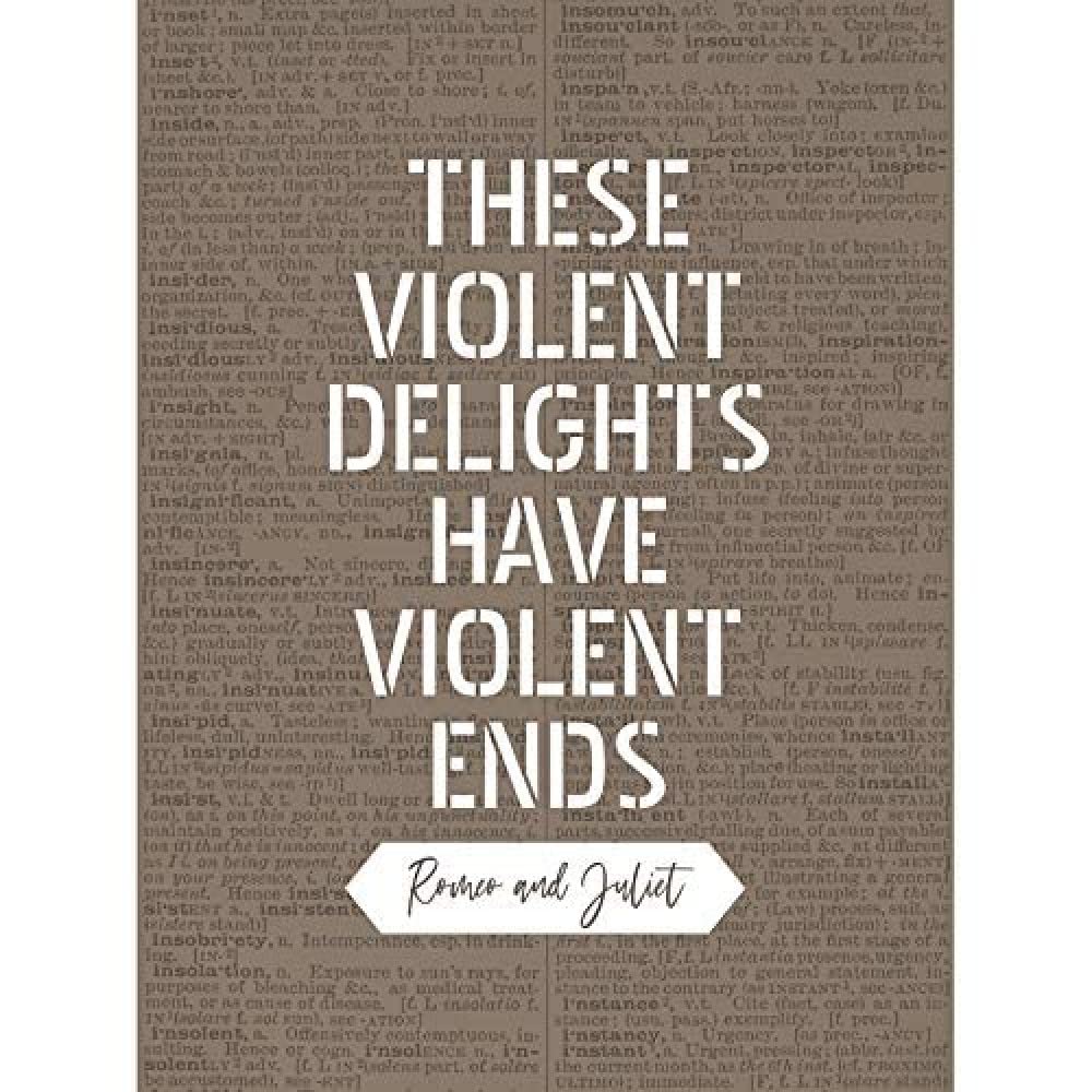Artery8 Dictionary Inspiring Quote Shakespeare Romeo Juliet Violent Delights Violent Ends Unframed Wall Art Print Poster Home Decor Premium