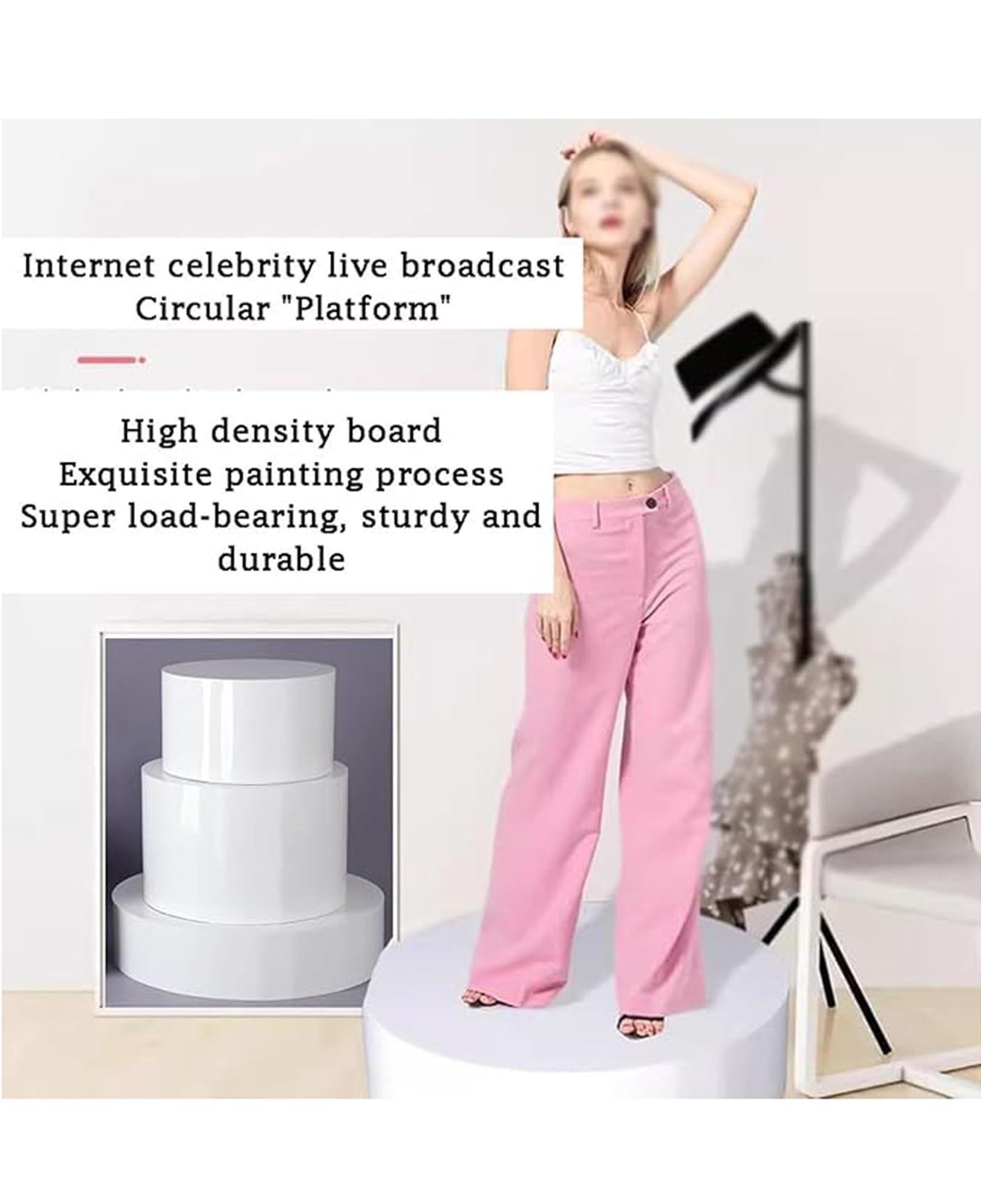 Round Mannequin Display Stand, Bridal Shop Cylindrical Base, Party Event Decoration Platform Base Stand for Mannequin Jewelry Display Home Boutique(Black,80x30cm)