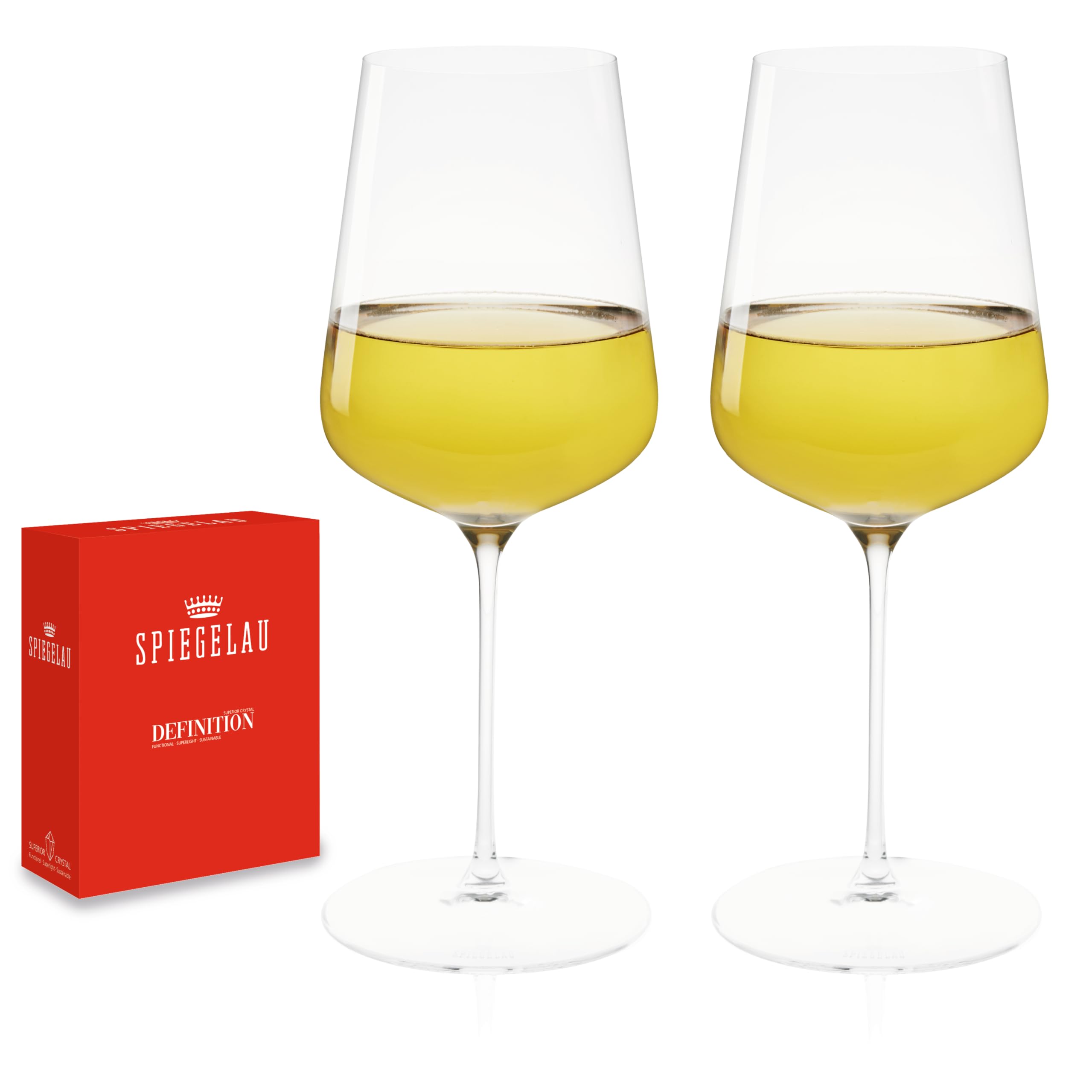 Spiegelau Definition Universal Wine Glasses Set of 2 - European-Made Crystal, Dishwasher Safe - 19 Ounces