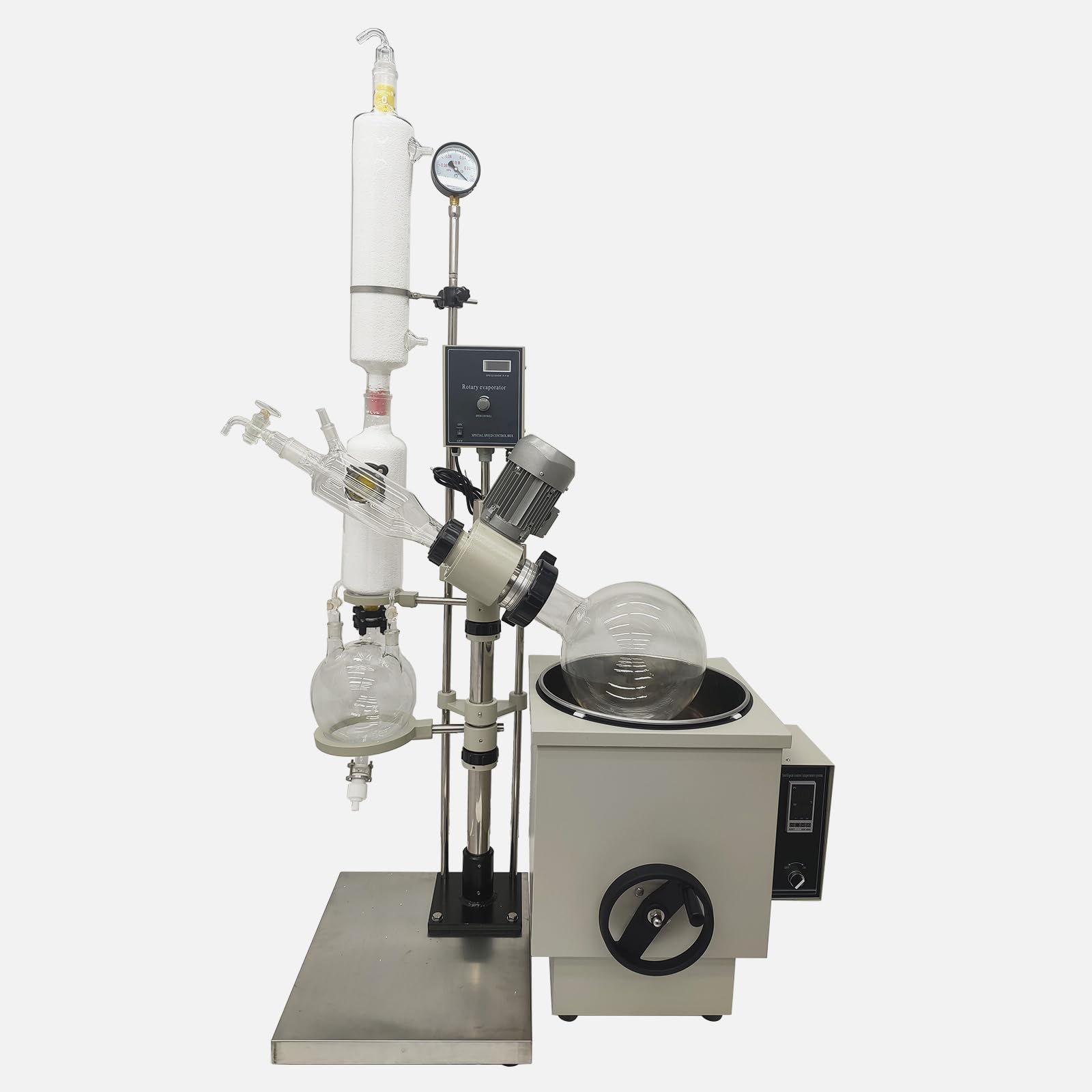 WYDDDARY 10L Manual Lifting Rotary Evaporator with Intelligent Control Temperature System 0-120 RPM Rotation Speed Rotavapor Lab Evaporation Equipment Without Plug 5L Collect Bottle 110V