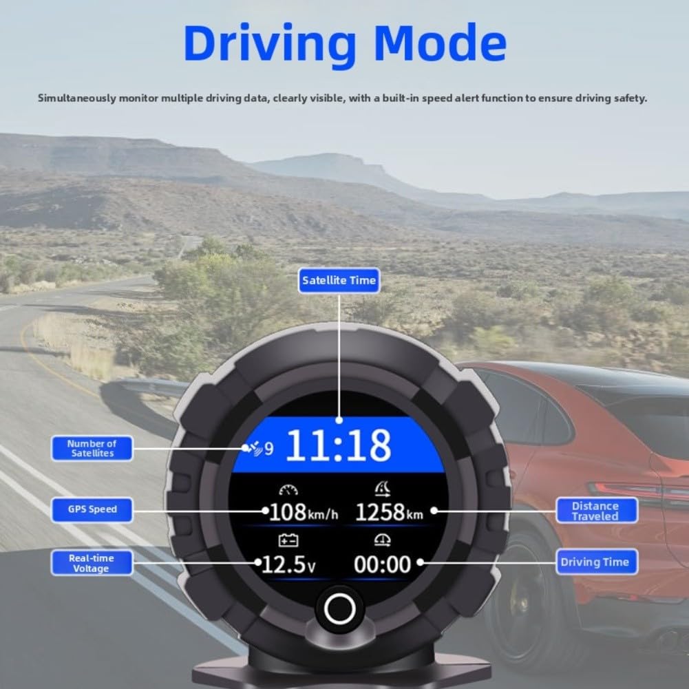 Digitaler Neigungsmesser mit Head Up Display für Auto GPS System zur Überwachung von Steigung, Neigungswinkel, Höhe, Breitengrad Off Road (X95-GPS (Englisch))