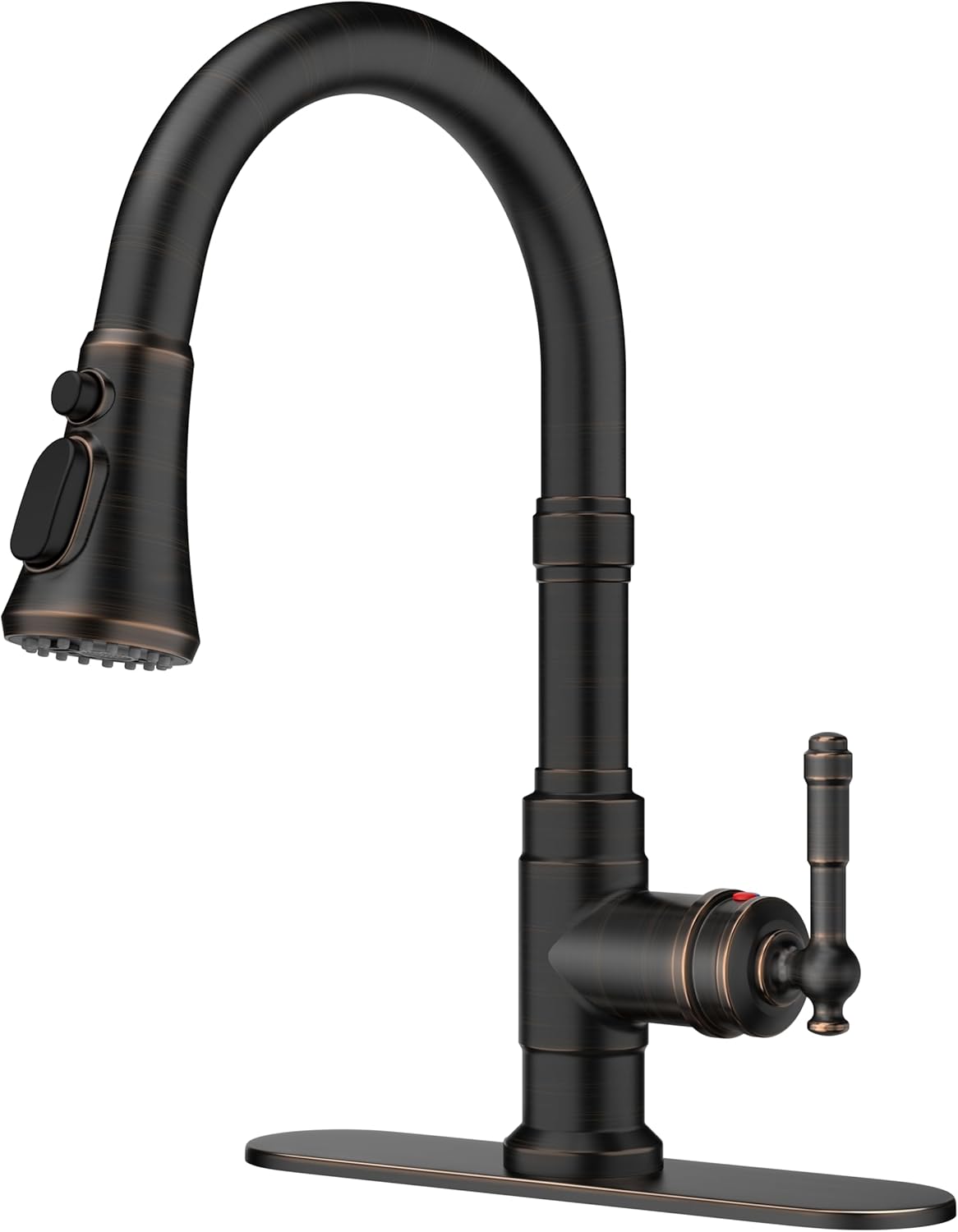 FORIOUS Vintage Kitchen Faucets with Pull Down Sprayer, Oil Rubbed Brown, High Arc Single Handle Stainless Steel Antique Pull Out Sink Faucet for Farmhouse Camper Rv Bar, Fit for 1 or 3 Hole