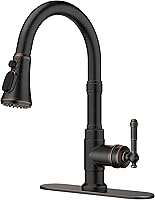 FORIOUS Vintage Oil Rubbed Bronze Kitchen Faucet with Pull Down Sprayer - High Arc Single Handle Stainless Steel Pull Out for Farmhouse RV Bar, 1/3 Hole Install