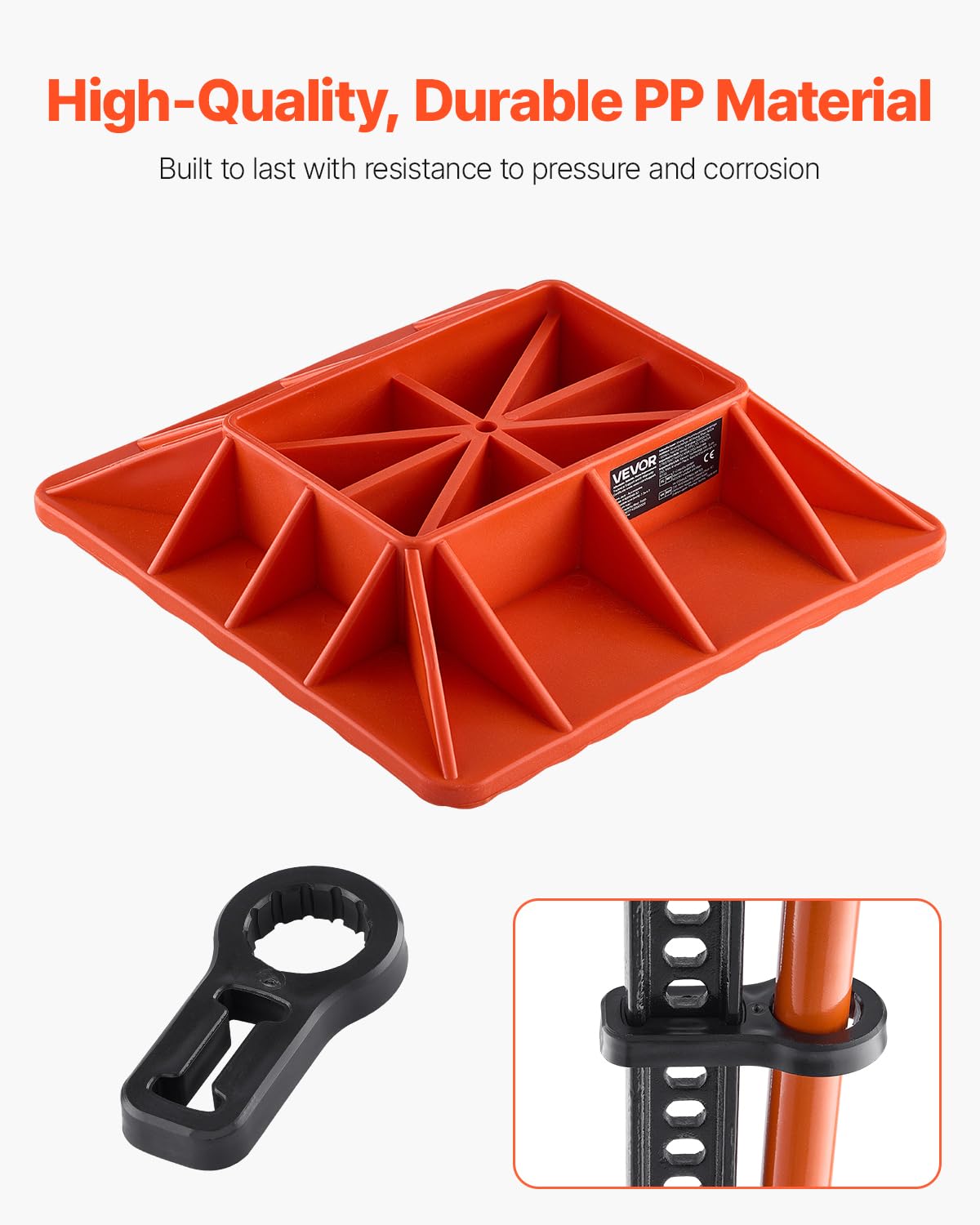 VEVOR Embase de Cric Tout Terrain Hi-Lift avec Support de Poignée, Base de Cric à Crémaillère 29,5x29,5 cm, avec Capacité de 3,18 T, pour la Plupart des Crics Agricoles avec Base 18,5x12 cm, Rouge