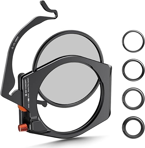 K&F Concept X-PRO - Soporte de filtro ND cuadrado de metal + filtro circular de 3.740 in + 4 anillos adaptadores de filtro para lente de cámara