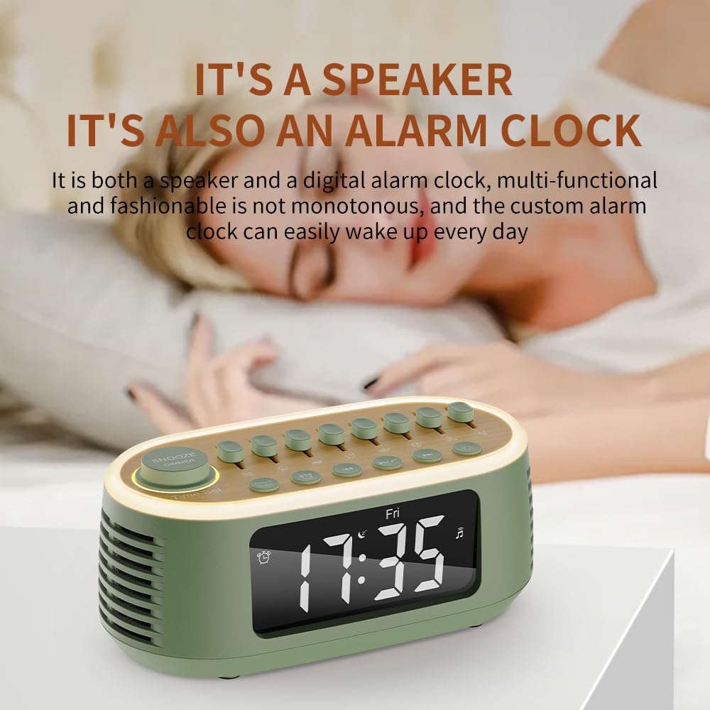 Głośnik Bluetooth, cyfrowy budzik z wyświetlaczem LED, lampka nocna RGB, kojący naturalny dźwięk do spania, dla niemowląt, dzieci, dorosłych, sypialni