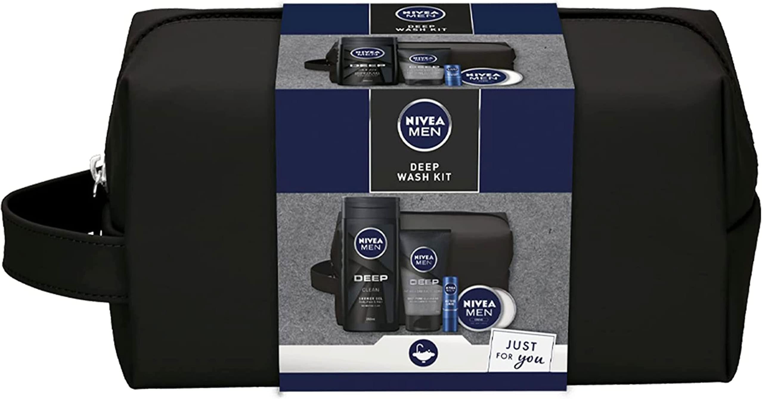 NIVEA MEN GIFT SET, 5-Piece Men's Toiletry Gift Set, Men's Gift Set with Full-Size Skincare Products for Husband, Boyfriend, Father, Brother, Son