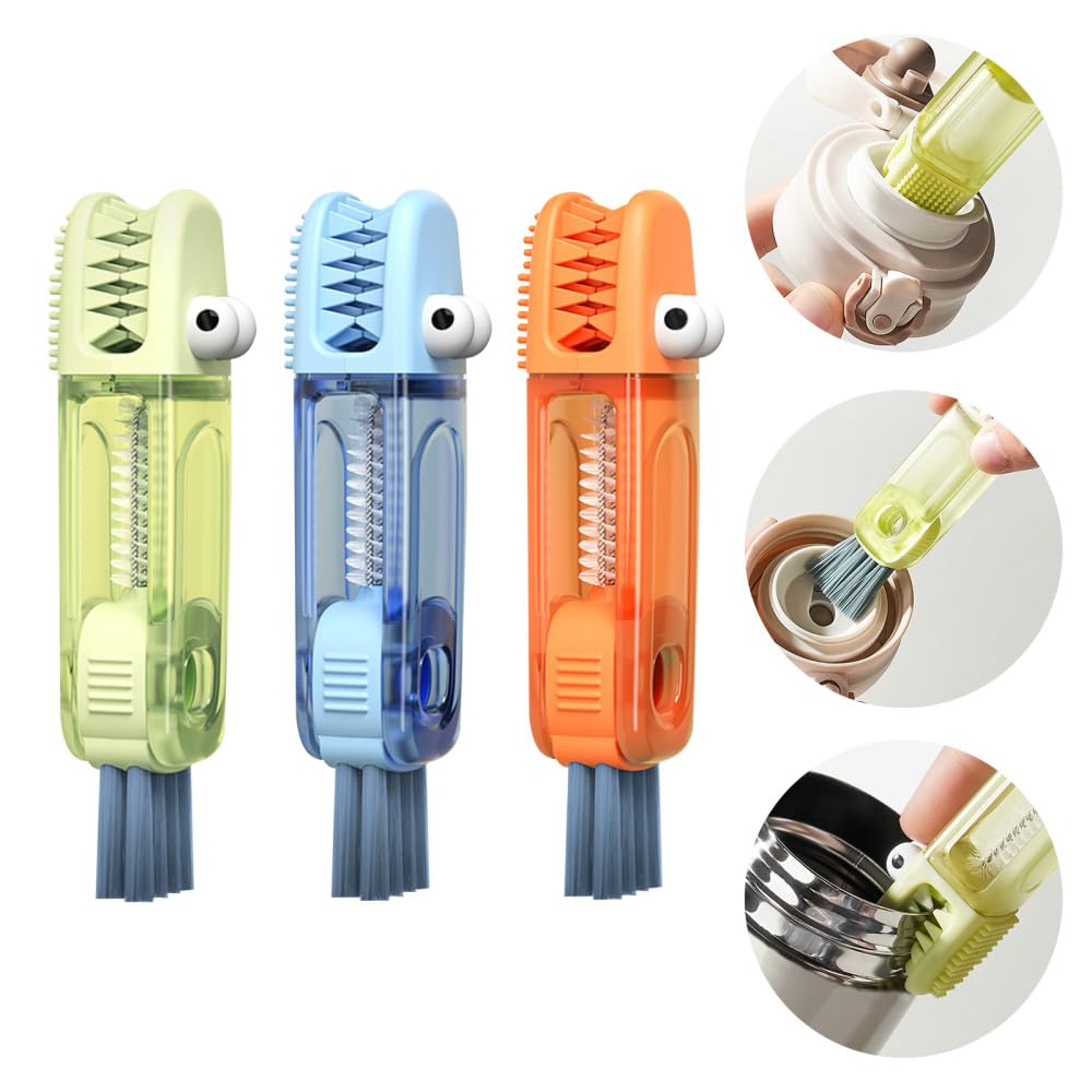 Cup Lid Cleaning Brushes, 3Pcs 3 in 1 Tiny Bottle Gap Cleaner Brushes Multifunction Kitchen Cleaning Brushes for Bottle Gap Tight Spaces Cup