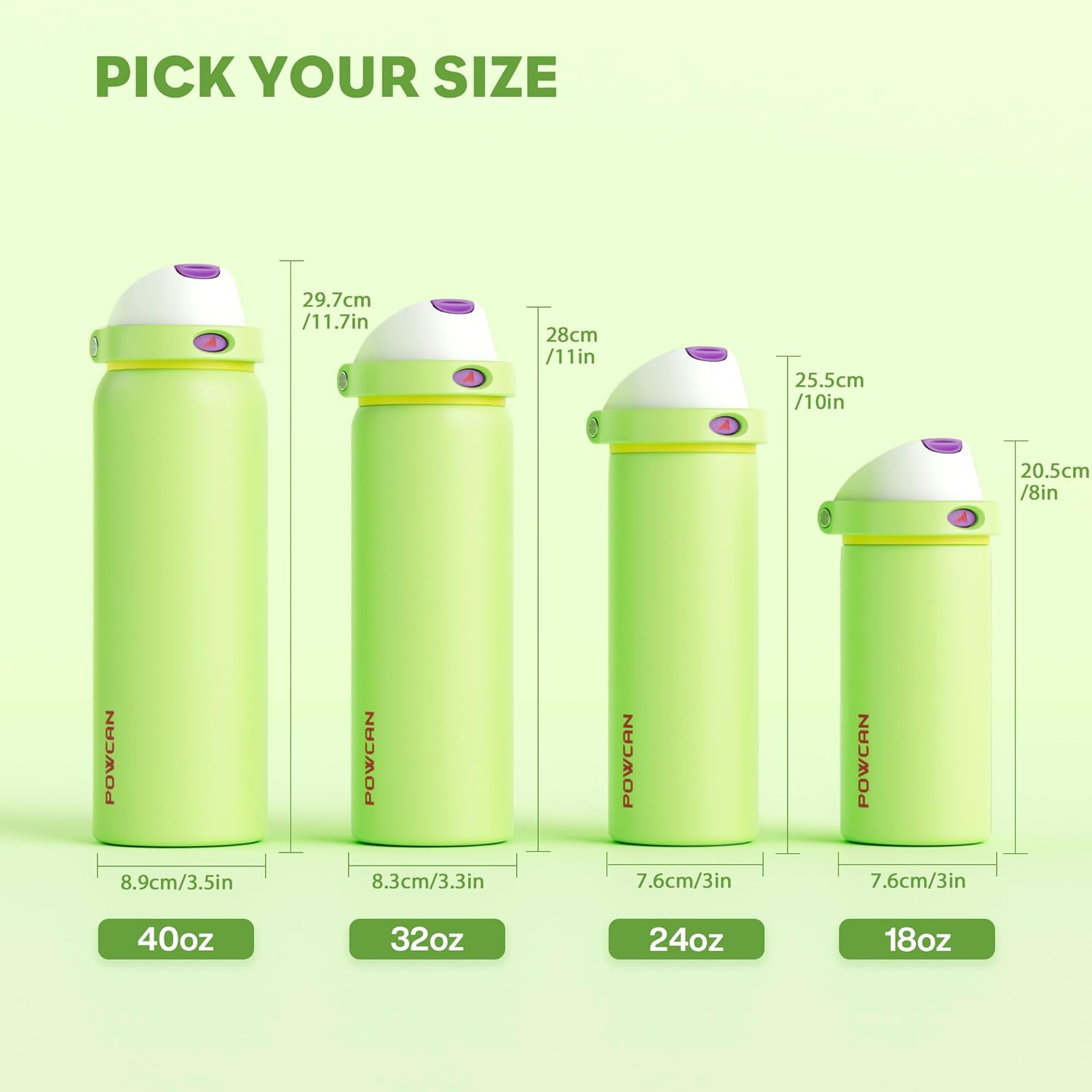 POWCAN 18 oz Insulated Water Bottle: 2-in-1 Push-Button Spout & Quick-Flip Straw, Leakproof, Cold 24Hrs, Lockable, Fits Car Cup Holder, Stainless Steel Cup for Sports, Travel, Daily Use (Scare School) - Image 8