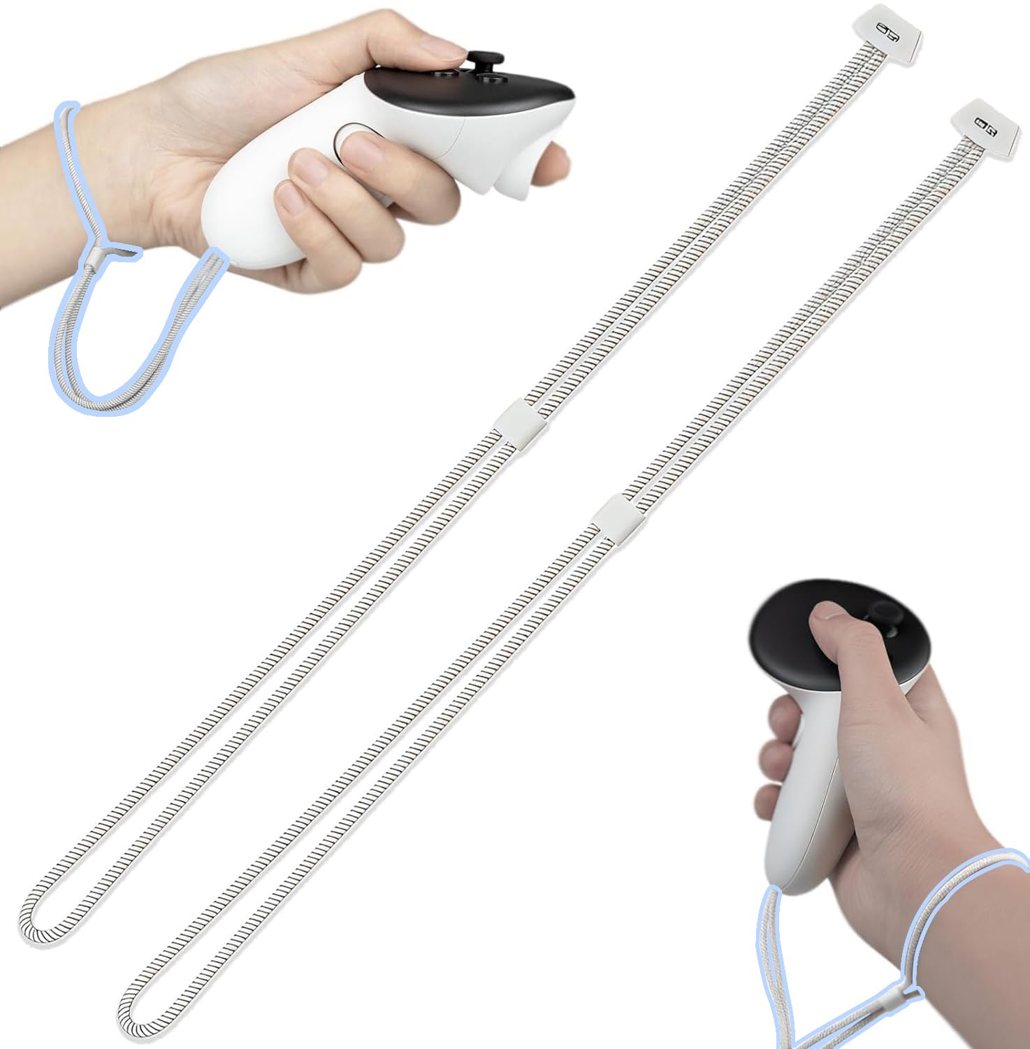 2stk professionell Handschlaufen für Oculus Meta Quest 3/3s, Weiß Verstellbar Controller-Handbänder Einfach zu Befestigen VR-Zubehör für Oculus Meta Quest 3/3s