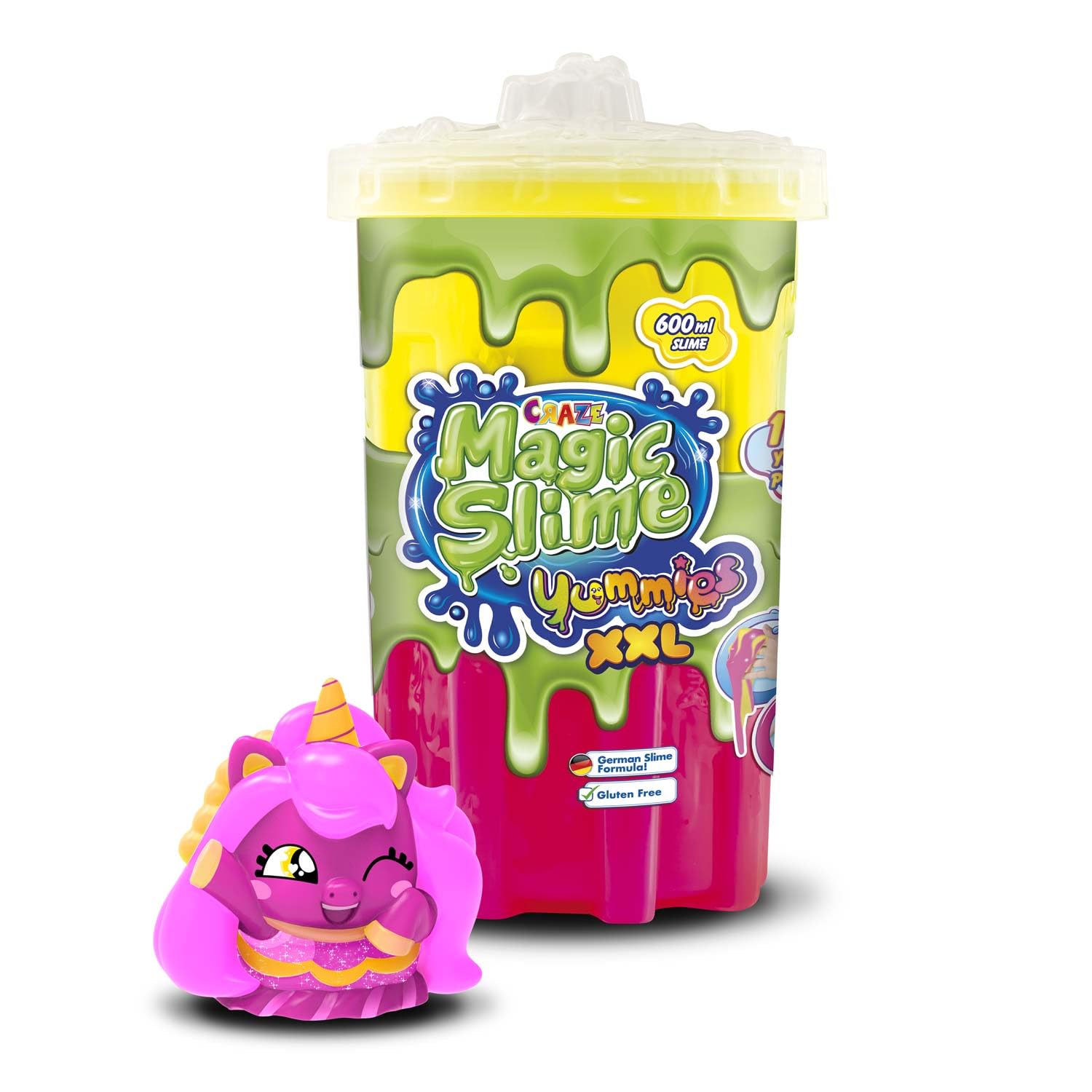 CRAZE MAGIC SLIME Yummies XL Unicake – Colour-Layered Slime with Fun Sucker Character, slime Toy for Kids with Collectible Figures - 600 ml