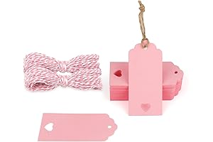 G2PLUS 100PCS Kraft Paper Heart Shape Hollow Gift Valentine Tags with Twine