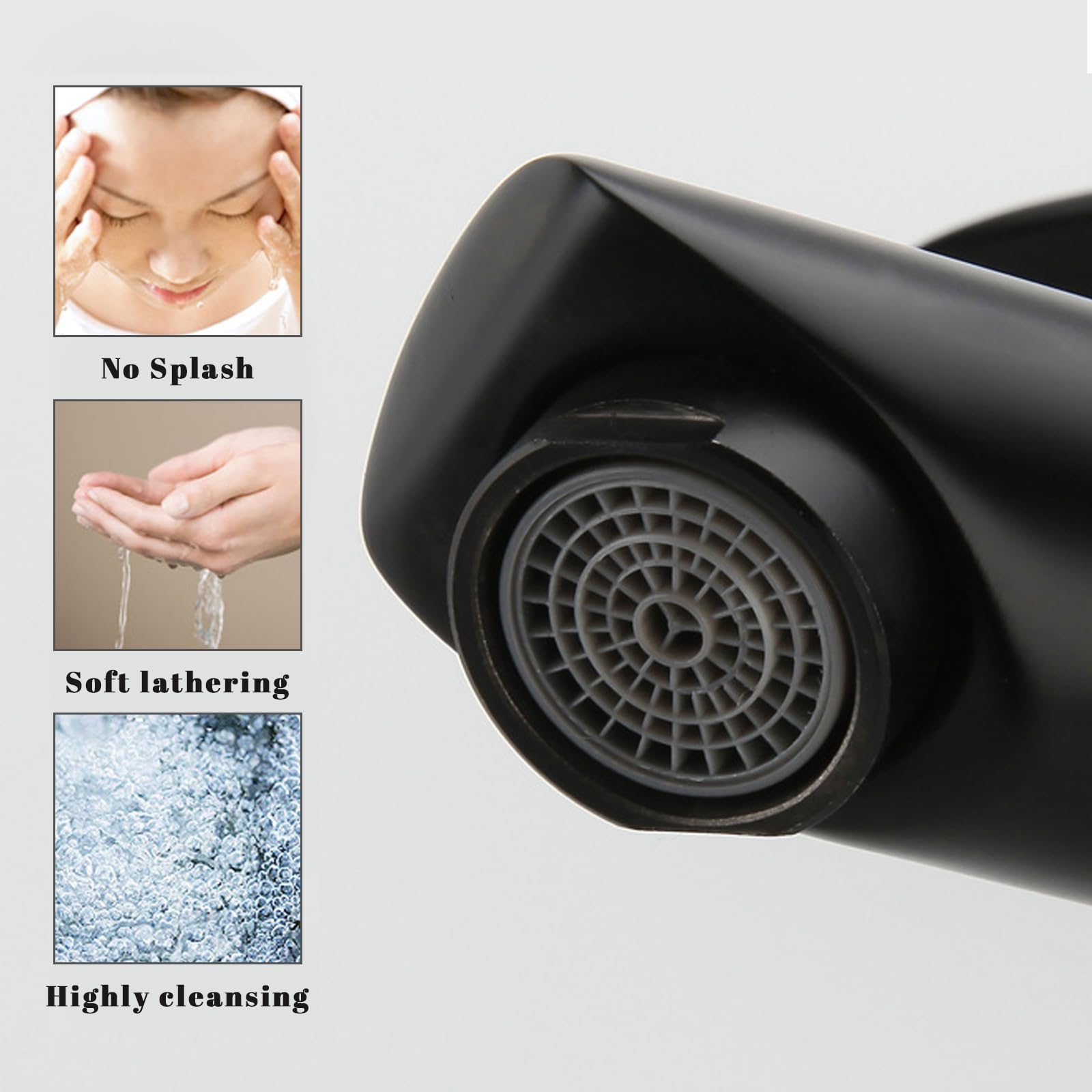 Robinet Salle de Bain Noir Mitigeur Lavabo Robinet Salle Bain Robinet Lavabo Robinet de lavabo haut en acier inoxydable Mitigeur Salle Bain Contrôle de l'eau Chaude et Froide