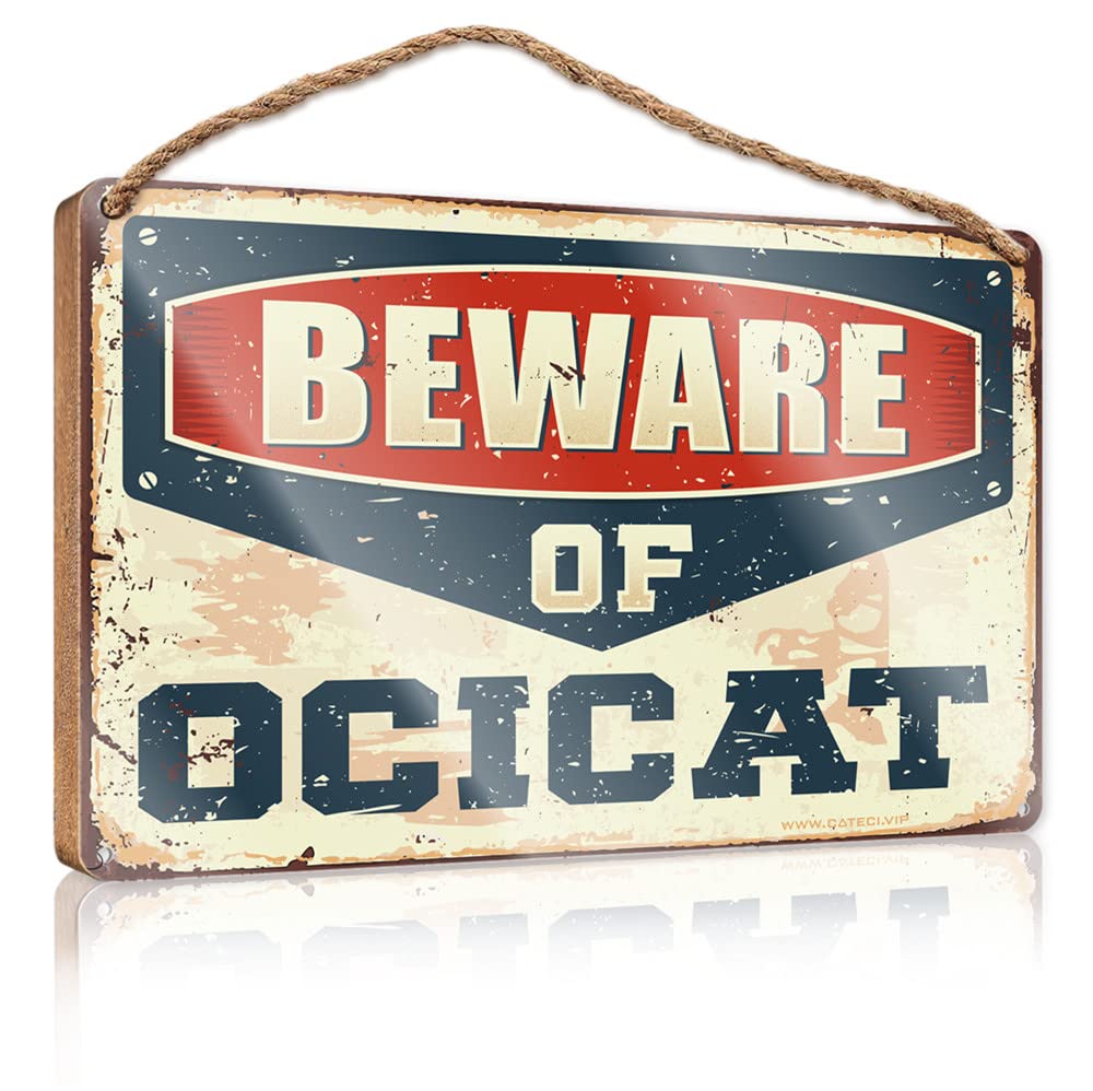 Porch Decorations Beware Of Ocicat Wooden Sign Front Porch Decor Decorative Signs For Home Decor(23X35CM)