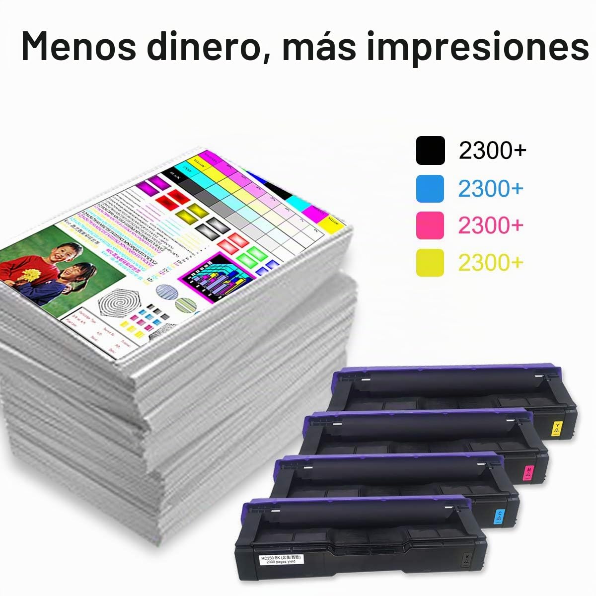 Cartuchos de Tóner Compatibles con 4 Colores SP C250 C261 Alta Capacidad 2300 Páginas para RICOH Aficio SP C250DN C250SF C261SFN C261SFNw C261DNw C260 C260DNW C260SFNW Impresoras GREENPRIN