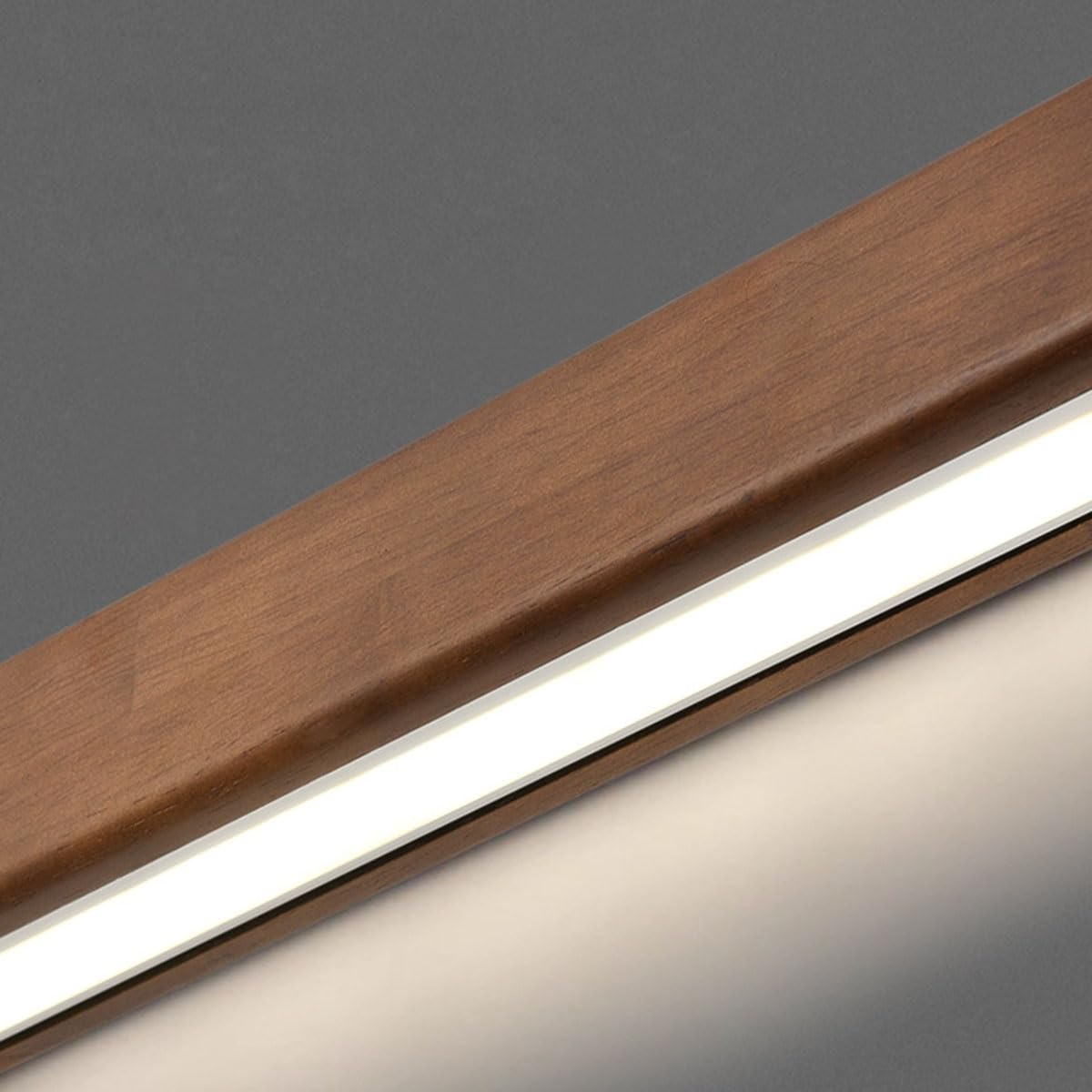 Moderne Hängelampe Holz Esszimmerlampe LED Pendelleuchte esstisch Dimmbar Linear Design hängeleuchte mit Fernbedienung Esstischlampe hängend höhenverstellbar für Esszimmer (Nussbaumholz, L80cm)