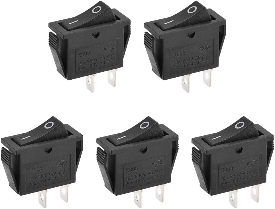 uxcell 5Pcs SPST 2 Position On/Off 2Pin Boat Rocker Switch Toggle AC 250V/15A 125V/20A,for Boat,32x14mm,Snap in