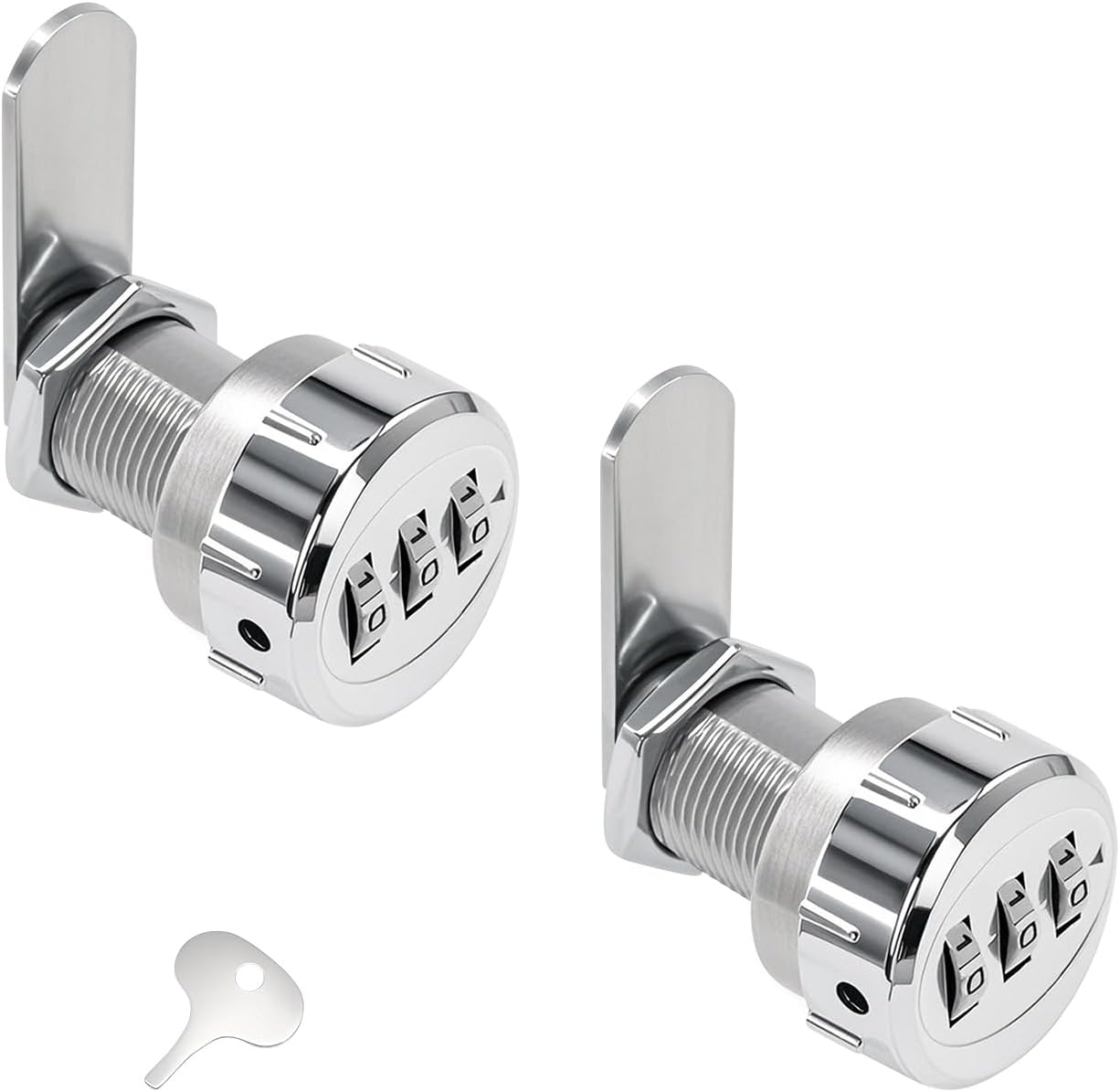 RV Cabinet Combination Lock—2PCS, Metal Keyless Cam Lock for 1" Thick Door, 3-Digit Password Cylinder Lock for RV Interior Cabinets & Storage Compartments – Silver