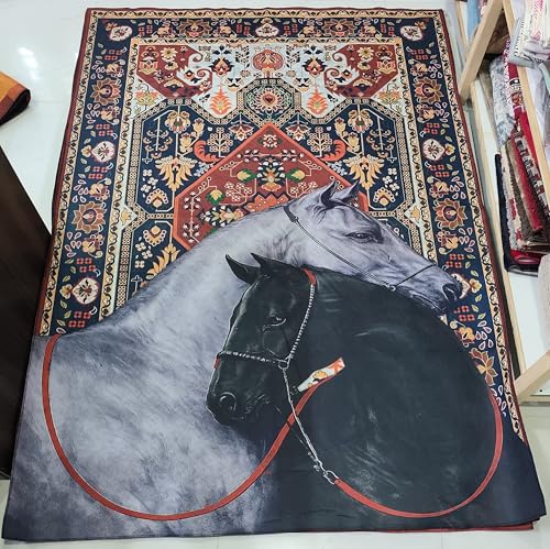 Image of Cotton Bolls Textiles Rugs for Living Room 5x7 Feet Large Size | Lightweight Foldable Carpet for Bedroom & Hall | Easy to Handle During Daily Cleaning | Travel Friendly Printed Rug | Mustang