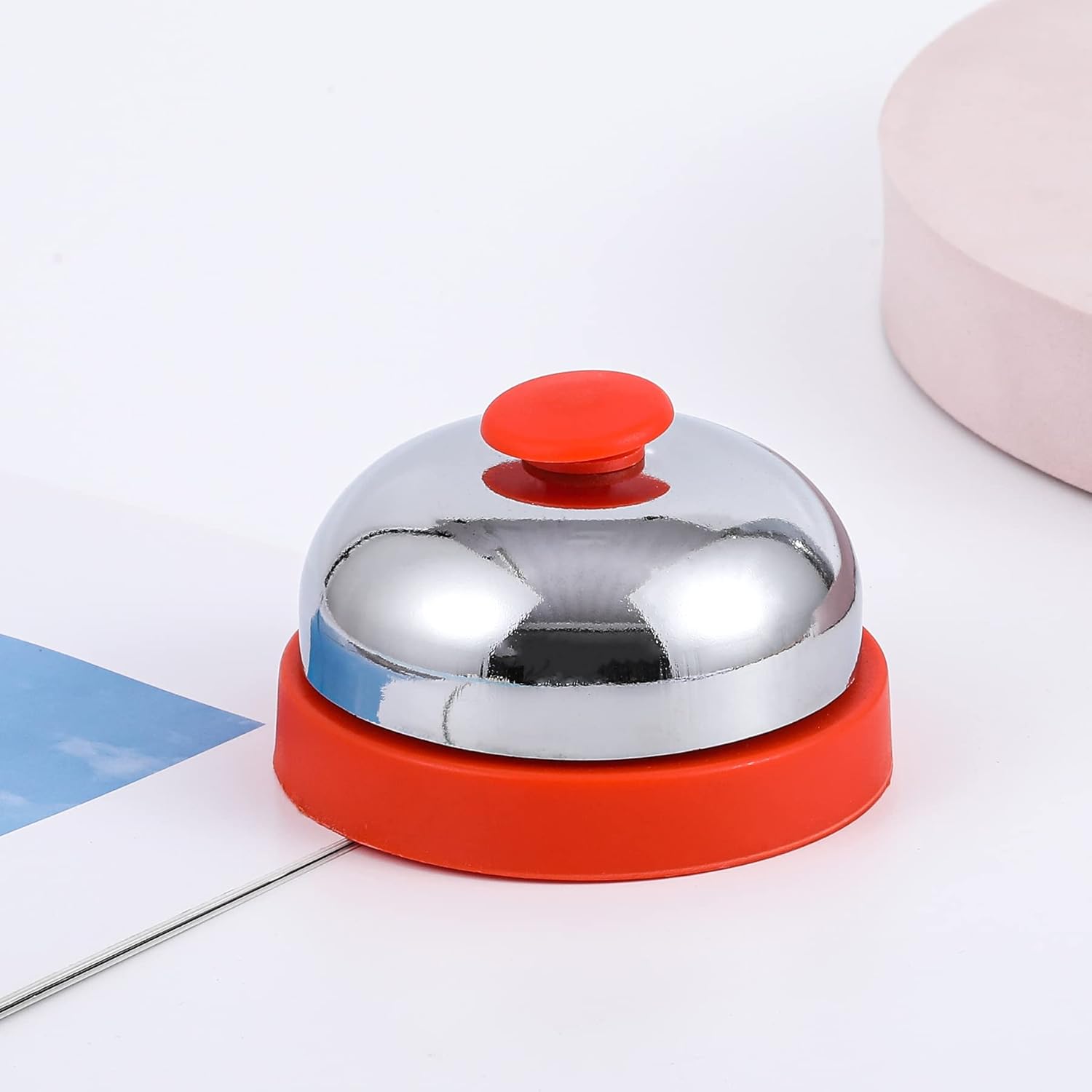 Metal Call Bells, Service Bell,Diameter 2.8 Inch,Desk Bell, No-Slip Red Plastic Base,for Hotels,Restaurants,Reception Areas, Hospitals : Office Products