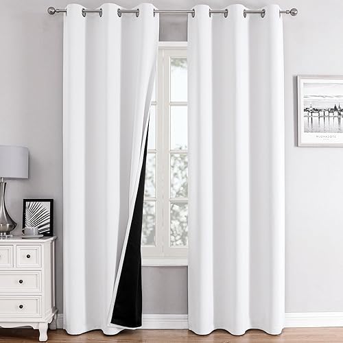 Miniatura 67 de ChrisDowa Cortinas 100% Opacas para Dormitorio con Forro Negro, 2 Capas Gruesas Totalmente Opacas con Aislamiento Térmico y Ojales, Cortinas de