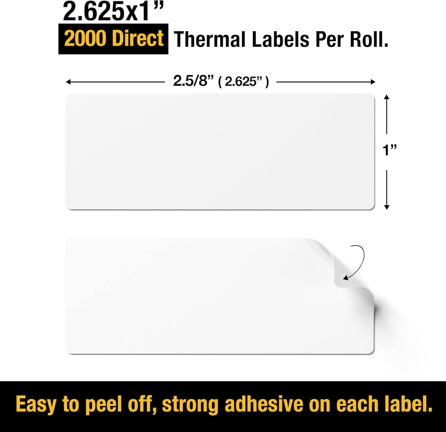 2 5/8" X 1” Direct Thermal Labels 2000 Per Roll Perforated Sticker for Barcode Shipping Labels Desktop Label Printers for Multipurpose Shipping Address (6 Rolls (12,000 Labels))