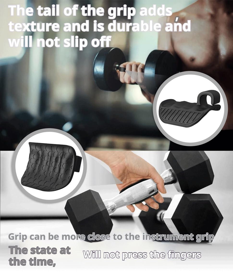 2PCS Anti-Slip Workout Grips?Anti-Callus??Anti-Slip??Ergonomic?Strength Training Rubber Hand Protector Gloves For Men/Women?Gray