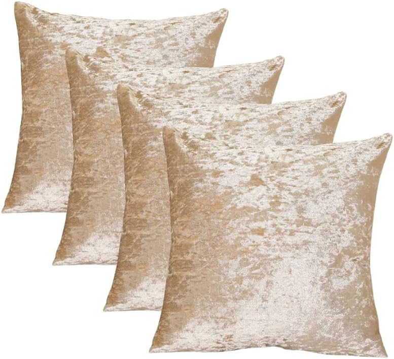 RKAAS HOME Super Soft Decorative Luxurious Crushed Ice Velvet Square Cushion Cover for Living Room Sofa Couch Bed 45cm x 45cm 18x18 Inches (Pack of 4 - Silver Grey)