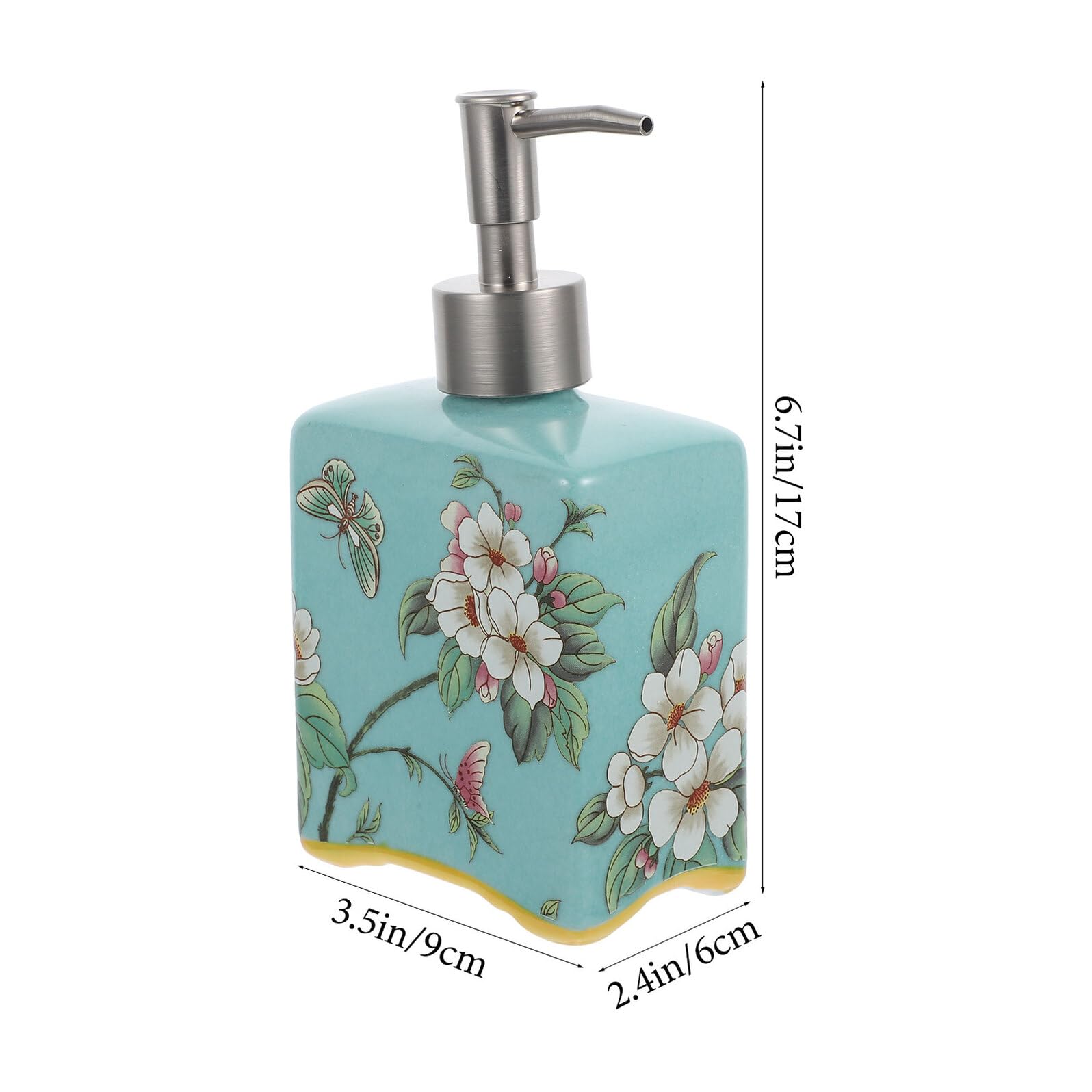 TOPBATHY Dispensador de Jabón de Cerámica con Bomba Botella Recargable para Baño Diseño Vintage Verde Apto para Jabón Líquido Loción y Champú