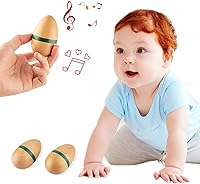Vista 5 de Cocteleras de huevos de madera para adultos, instrumento de percusión de mano para educación musical, premios en el aula (natural grande)