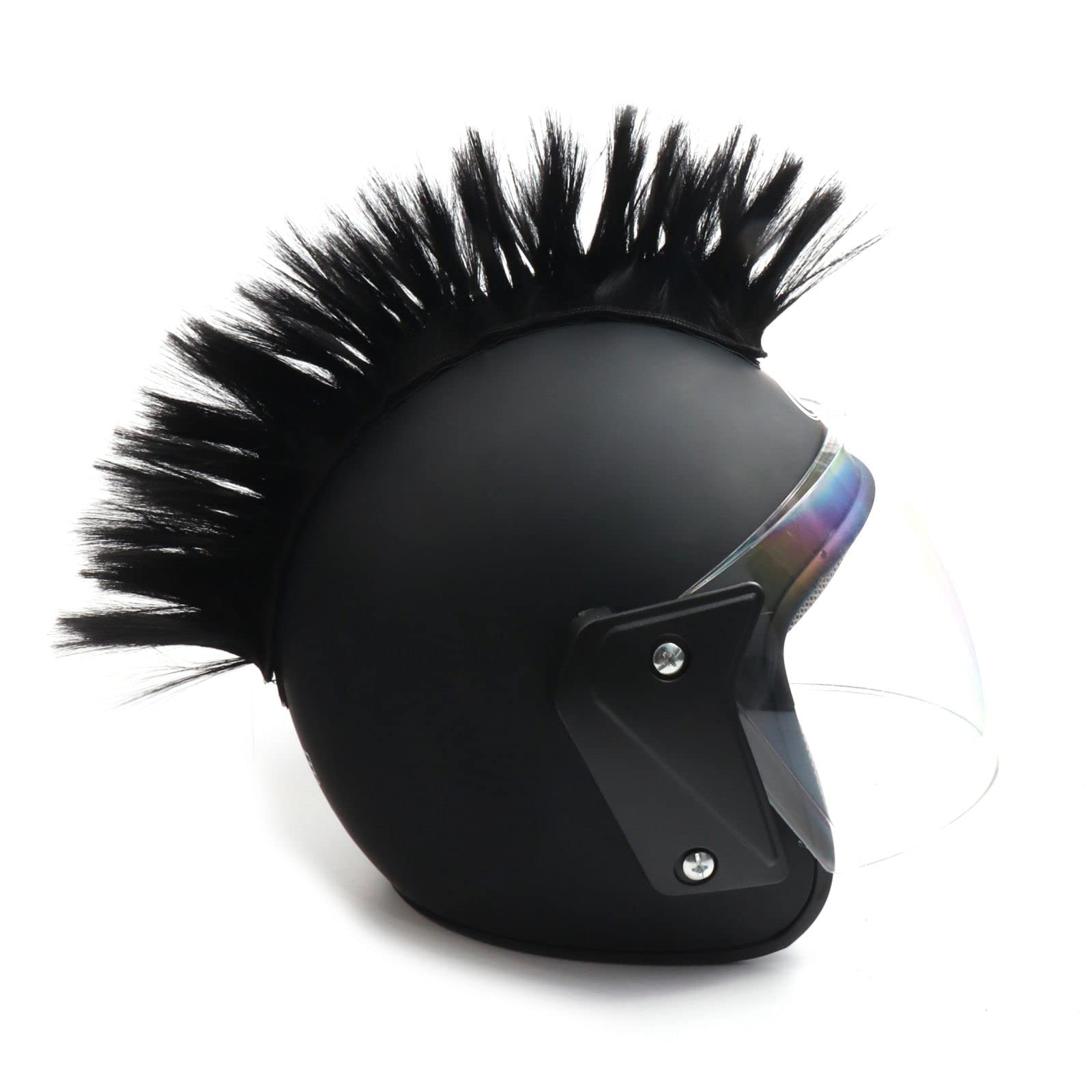 PAXLAMB Helmet Mohawk Wigs Skinhead Wig Hair Patches Hairpiece for Bicycle Motorcycle Cycling Scooters Polo Ski Snowboard Cosplay Costume (Black)