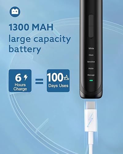 Miniatura 5 de Operan Electric Toothbrush for Adults and Kids Rechargeable Sonic Toothbrush with 5 Modes 2-Min Smart Timer IPX7 Waterproof 40,000 VPM Motor with 8