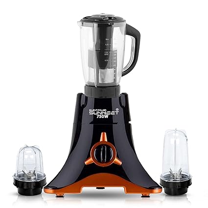 SilentPowerSunmeet VDBMA21 750Watts Mixer Juicer Grinder with 3 Jars (1 Juicer Jar, 1 Large Bullet and 1 Small Bullet) - Black