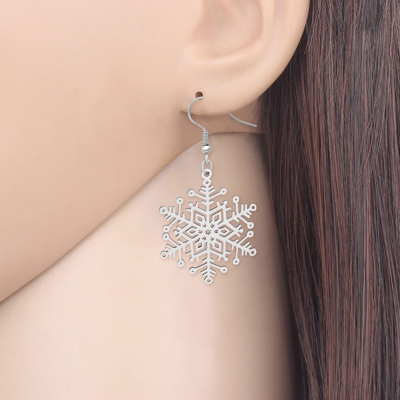 Christmas Snowflake Earrings Dangle Jewelry Stainless Steel Snowflake Earrings for Women Trendy Gifts - Image 2