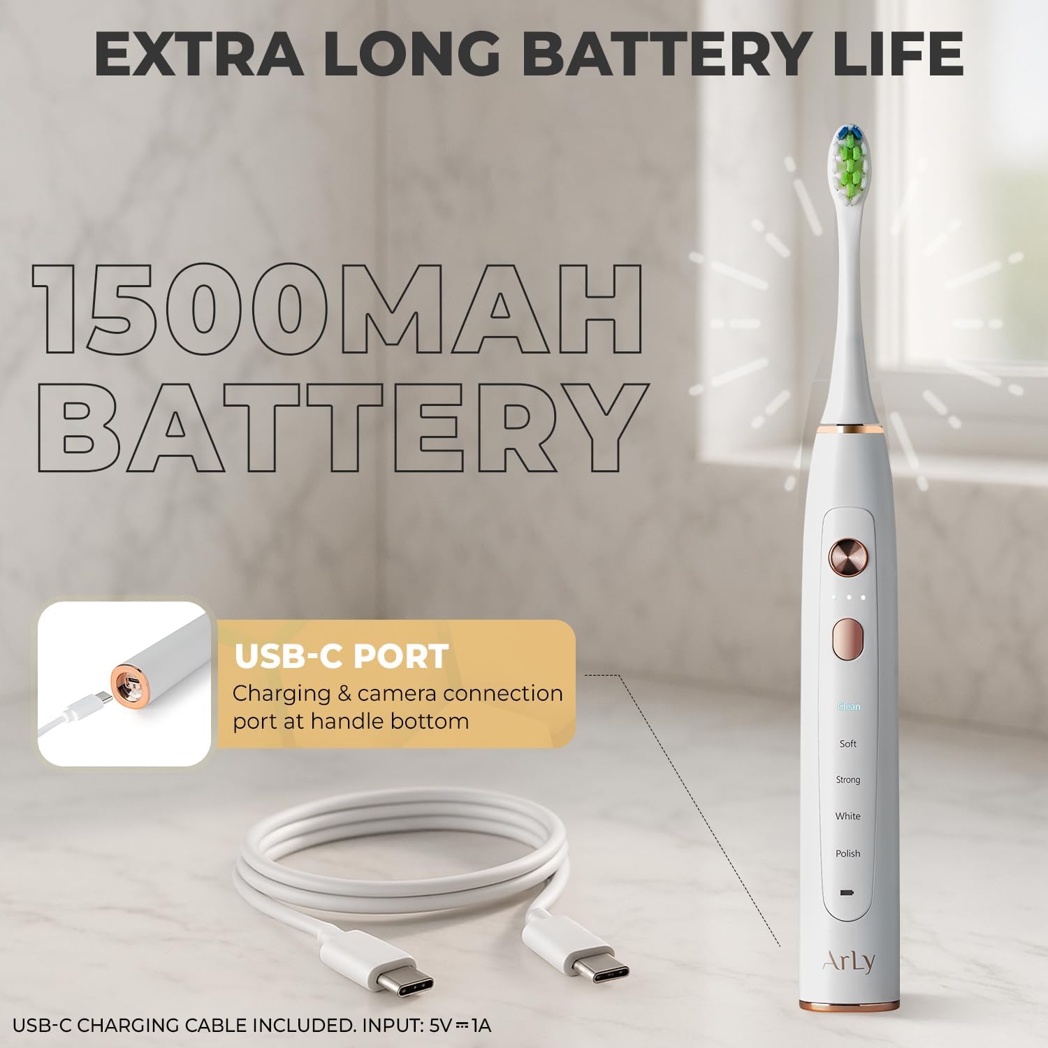 Arly Cam-Brush 1 - Wireless Intraoral Camera & Sonic Electric Toothbrush for Adults - White