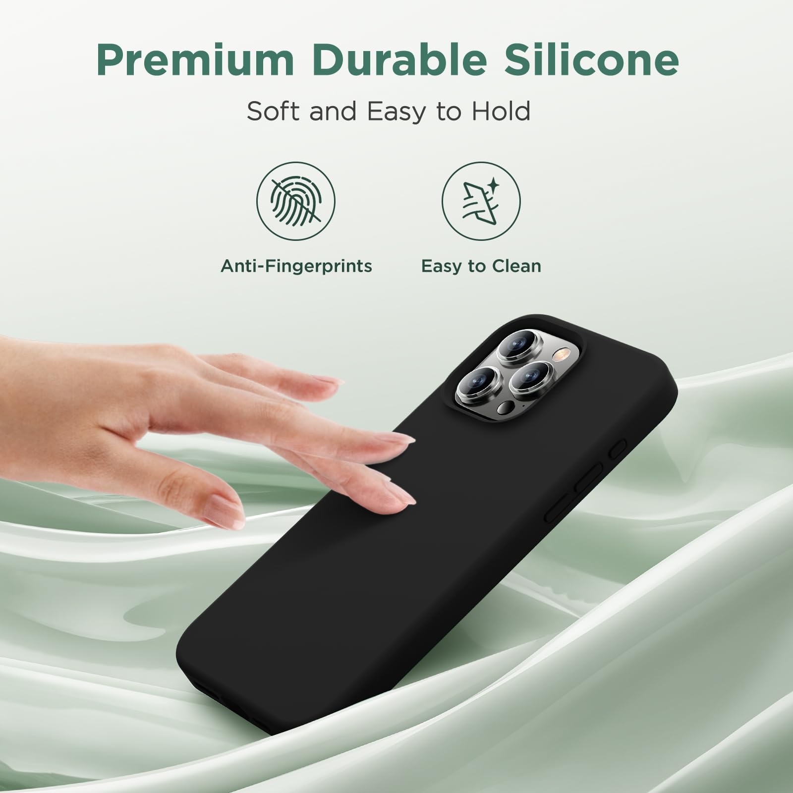 Cordking Schutzhülle für iPhone 16 Pro, Silikon, ultradünn, stoßfest, mit weichem kratzfestem Mikrofaserfutter, 6,3 Zoll, Schwarz