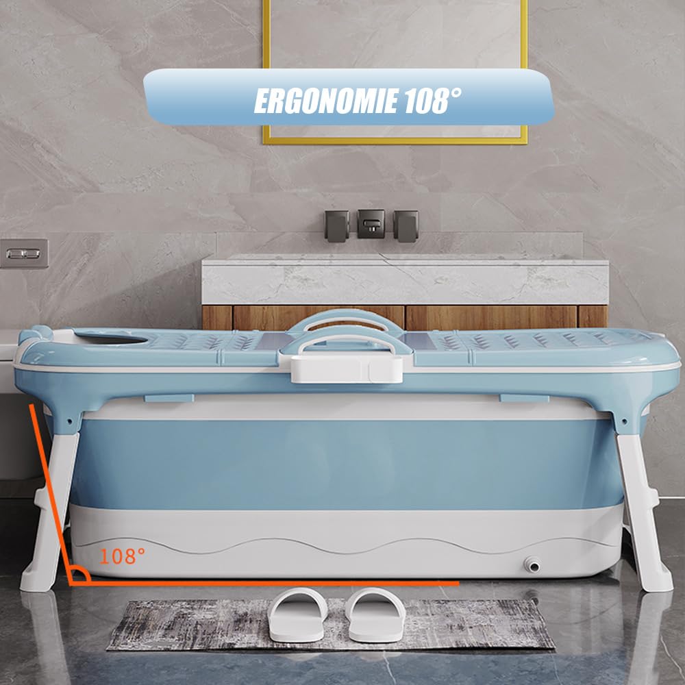 Baignoire de Massage Pliable pour Adultes, Double Fonction Bain et Vapeur, Baignoire pour Adulte Capacité 110 kg, pour Salle de Bain à Poser