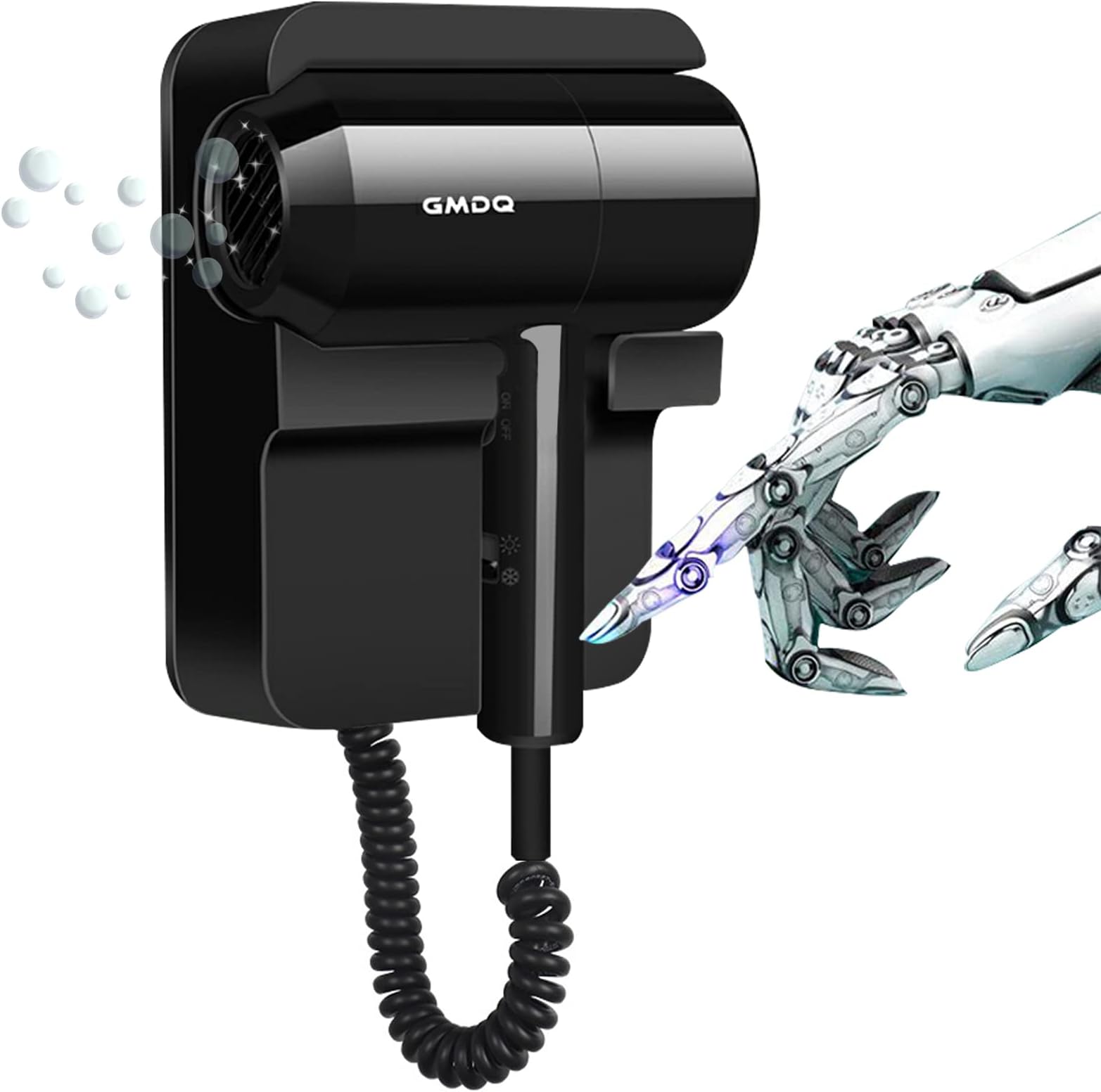 Hotel Wall Mounted Hair Dryer for Bathroom,Restroom Professional Blow Dryer,with Stand Rack,Specialised Motor for Salon,Fast Drying - Gifts【Massage Comb, Screws+ Adhesive】 110V