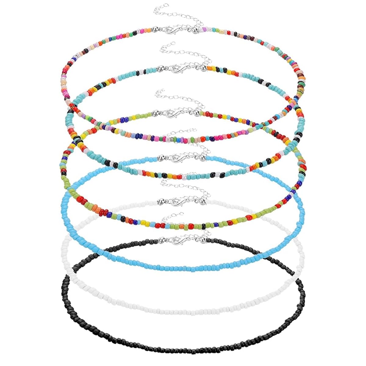 6 Pezzi Collane di Perline Colorate Boho Beach Collane di Perline Bracciali per Gioielli da Donna per Donne, Ragazze, Vacanza