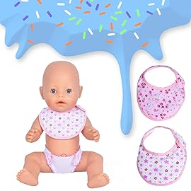 DC-BEAUTIFUL 4 Pcs Diapers, Underwear and 2 Pcs Bibs for 14-18 Inch Baby Dolls, Suitable for Infant Baby Girls Boys