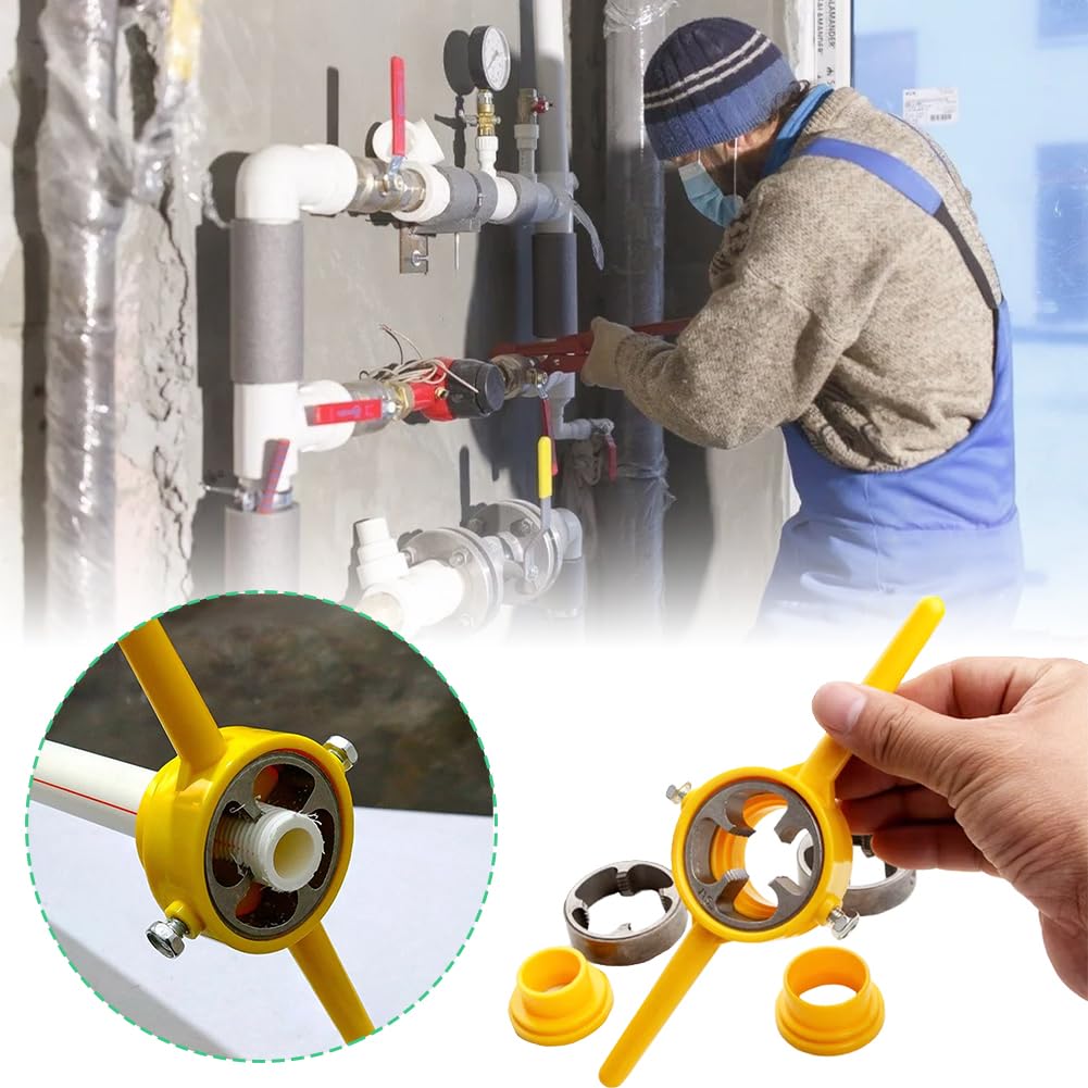 Filettatrice Manuale per Tubi PVC 1/2" 3/4" 1" Set Completo Utensili Filettatura NPT con Chiave a T Matrici Lega Alta Resistenza
