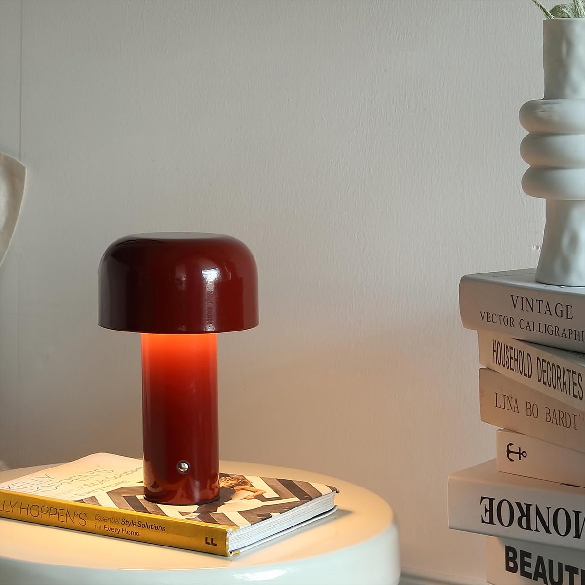 Lámpara de mesa de hongos portátil con atenuación táctil, luz nocturna LED recargable, mesita de noche para interiores y exteriores, restaurante, bar, luz para el hogar (verde)